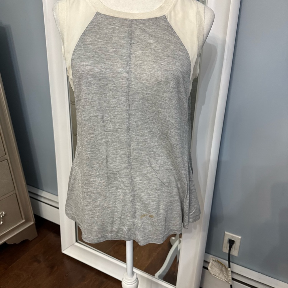 Rebecca Taylor Gray and Cream Tank Top